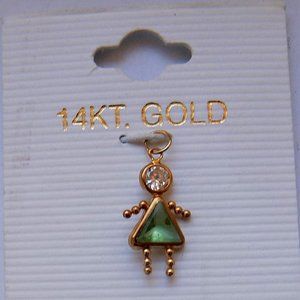 New 14 kt Gold Girl August Birthstone Pendant Charm